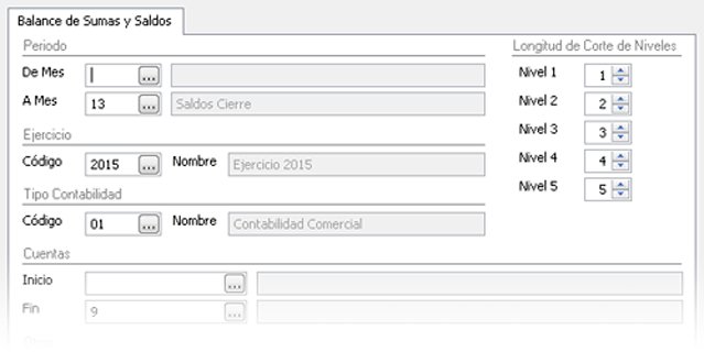 Acceda a balance general o de sumas y saldos - Programa de Contabilidad