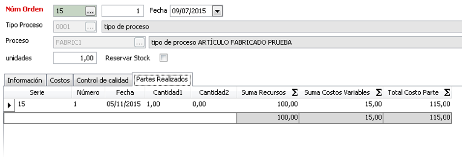 Accoso total a la información de una orden de producción - Software trazabilidad