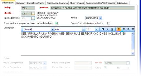 De un vistazo, el porcentaje de proyecto realizado Control sobre las horas estimadas y las realmente ejecutadas - Software gestión de proyectos