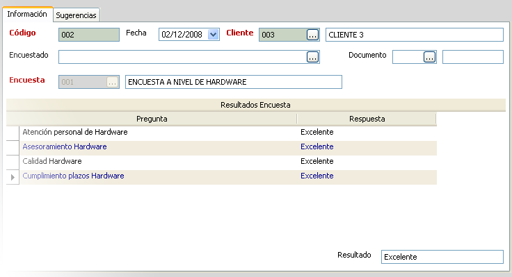 Las encuestas se incorporan a la ficha de cada cliente - Gestión ISO 9001