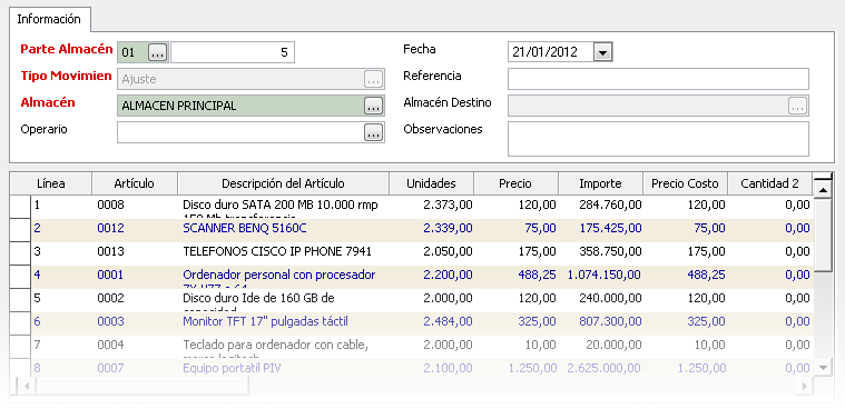 Partes de Almacén GotelGest.Net - Software gestión de almacén