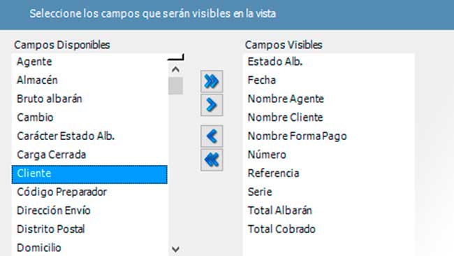 Vistas personalizadas - Software de gestion