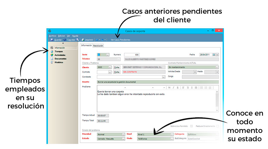 Características Software CRM Atención al cliente de GotelGest.Net